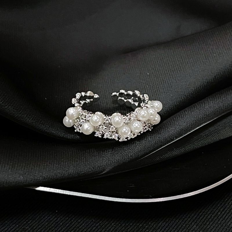 Luxury Sky Zircon Light Mirror Premium Niche Design Fashionable Ins Open Pearl Stacked Ring Female_ipsvogv.com