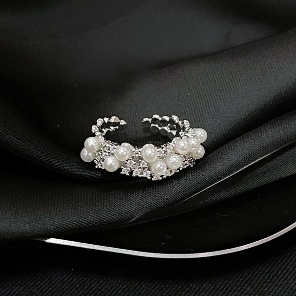 Luxury Sky Zircon Light Mirror Premium Niche Design Fashionable Ins Open Pearl Stacked Ring Female_ipsvogv.com