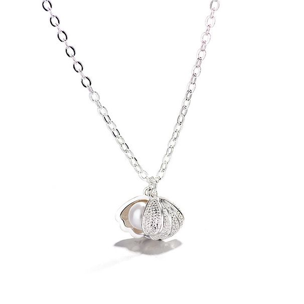 Sweet Pearl Shell Necklace Fan Shaped Pendant With Collar Chain That Can Open Personalized, Simple, And Versatile_ipsvogv.com