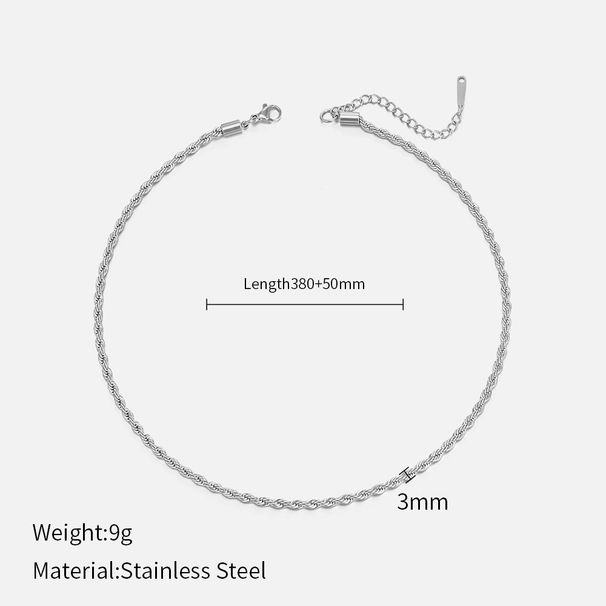 European And American Fashion New 3mm/4mm Twist Chain Necklace For Women Simple Stainless Steel Necklace Necklace Jewelry Wholesale_ipsvogv.com
