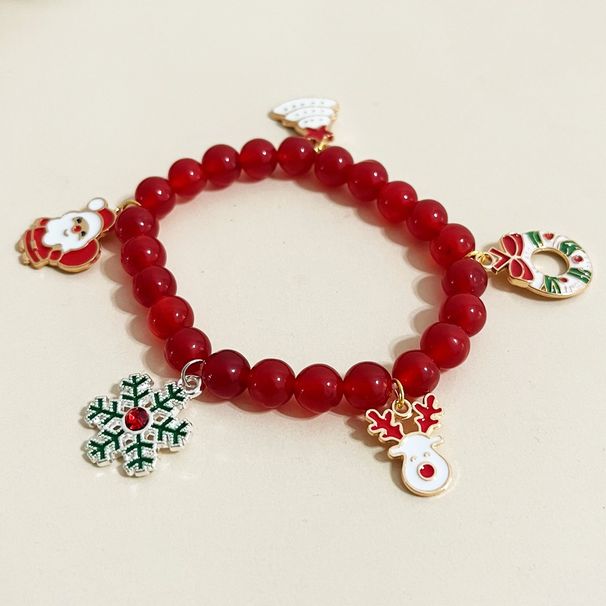 Stretchy Christmas Beaded Bracelet With 8mm Natural Stone For Men And Women, Handmade Holiday Jewelry Gift Natural Stone 8mm Beaded Elastic Bracelet_ipsvogv.com