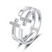 Jewelry Korean Edition Micro Set Zircon Cross Double Layer Personalized Geometric Open Women's Ring_ipsvogv.com
