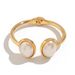 Exaggerated Ins Style Liquid Metal Pleated Bracelet, Fashionable Baroque Pearl Opening Bracelet Accessory For_ipsvogv.com