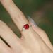 Three Heroes Set Heart Shaped Pigeon Blood Red Garnet Ring, Cute And Sweet, Rose Gold Plated Diamond Ring For Women_ipsvogv.com