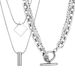 Women's Jewelry Set Fashion Geometric Cross Chain Hip Hop Titanium Steel Necklace Female Necklace Double Layer Silver Jewelry_ipsvogv.com