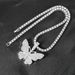 Elegant Necklace With 9mm Cuban Chain Butterfly Pendant Choker Hip Hop Jewelry_ipsvogv.com