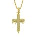 Hot selling new men's necklace with diamond inlaid three-dimensional water droplet shaped cross accessory pendant_ipsvogv.com