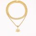 Ins hip hop maple leaf pendant all match personality diamond necklace set trendy cool niche hip hop style_ipsvogv.com