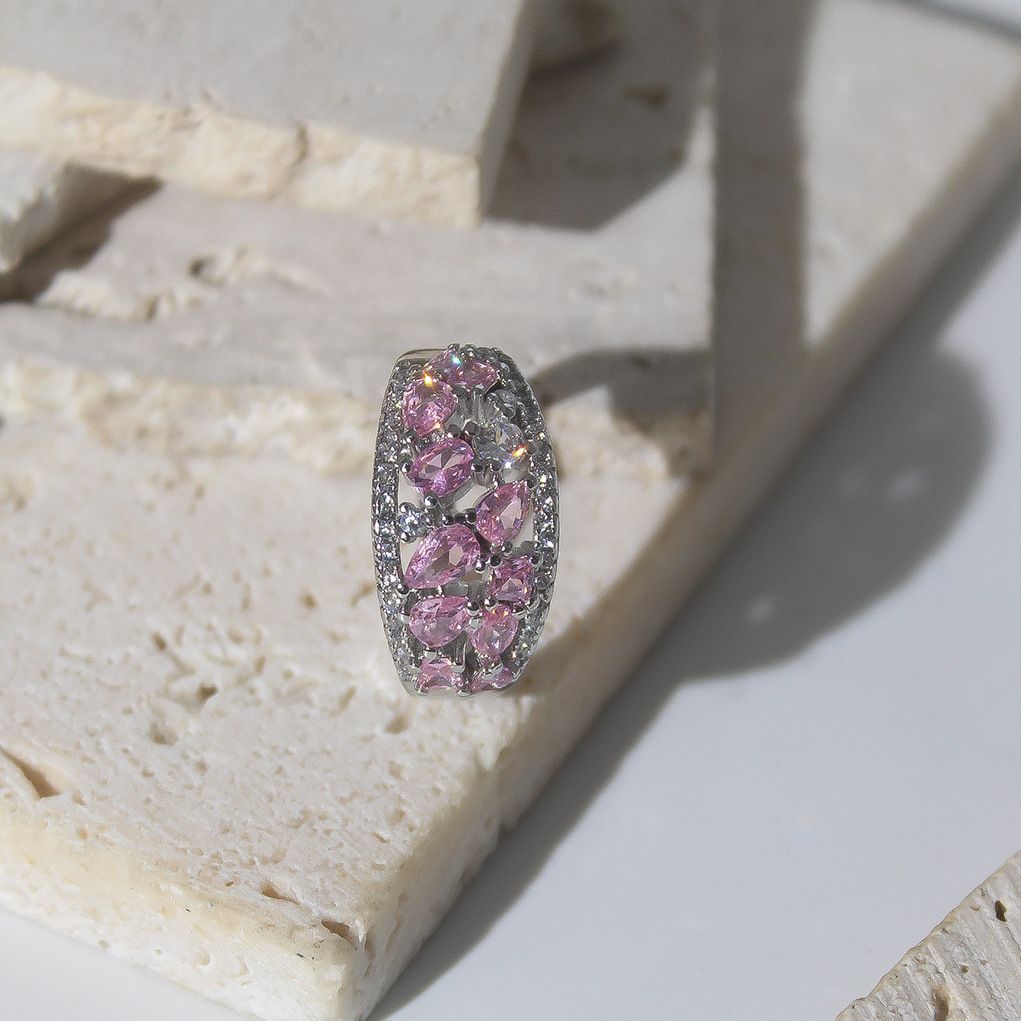 Vintage Style Pink Diamond Micro Inlaid Zircon Ring, Light Luxury Full Of Sparkling Diamonds, Exquisite And Luxurious_ipsvogv.com
