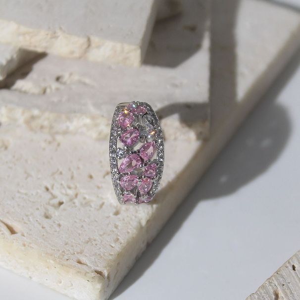 Vintage Style Pink Diamond Micro Inlaid Zircon Ring, Light Luxury Full Of Sparkling Diamonds, Exquisite And Luxurious_ipsvogv.com