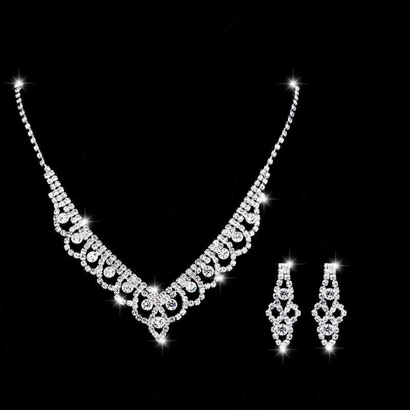 LACE LUXE 602 - Diamond Lace Jewelry Set (Bridal Necklace & Earrings, Fashion Wedding Accessories)_ipsvogv.com