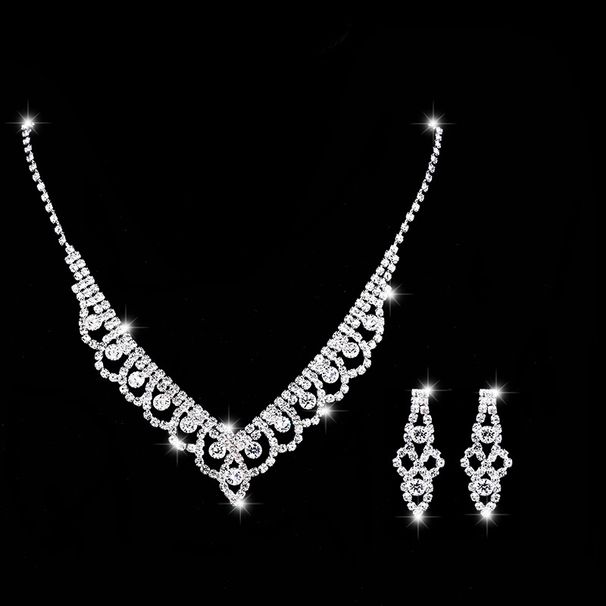 LACE LUXE 602 - Diamond Lace Jewelry Set (Bridal Necklace & Earrings, Fashion Wedding Accessories)_ipsvogv.com
