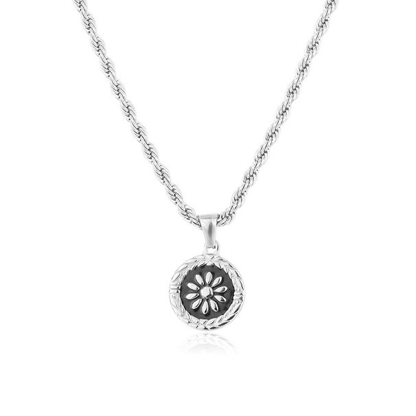 Gold Round Ancient Coin Inlaid Necklace For Men And Women, High End And Versatile Sweater Chain, Waterproof And Sweat Proof, No Fading_ipsvogv.com