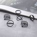 New Minimalist Gun Black Circle Cross Layered 6-piece Set Ring_ipsvogv.com