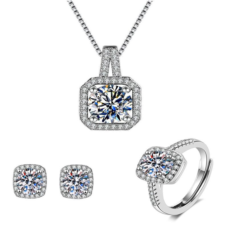 S Silver Bag Diamond Ring For Women's Han 1 Carat Set Mosang Stone Collar Chain Live Broadcast_ipsvogv.com