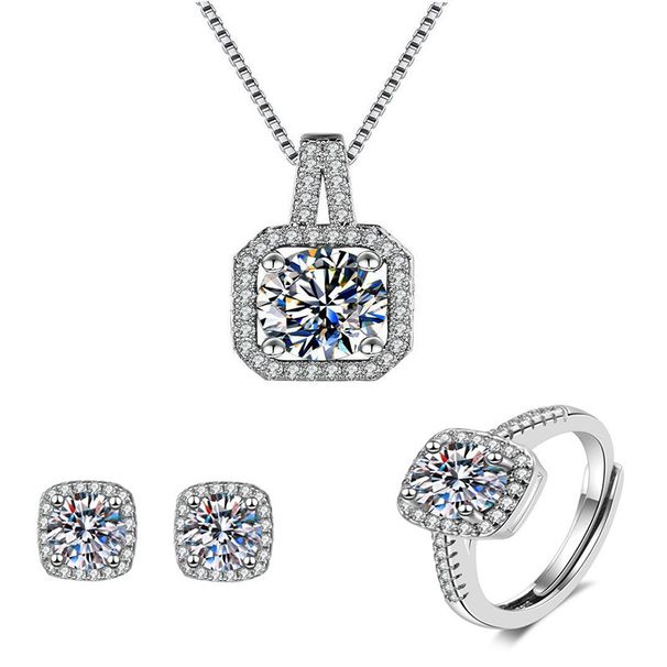 S Silver Bag Diamond Ring For Women's Han 1 Carat Set Mosang Stone Collar Chain Live Broadcast_ipsvogv.com
