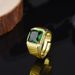Four Clawed Emerald Domineering Men's Fashionable Square Diamond Inlaid Green Ring_ipsvogv.com