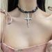 Dark Gothic Style Silver Winding Cross Pendant Necklace With Niche Design, Black Braided Leather Rope Collarbone Chain_ipsvogv.com