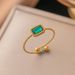 Instagram Style Square Emerald Zircon Necklace, Light Luxury And Niche, High-end Titanium Steel Lock Chain Necklace_ipsvogv.com