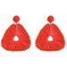 New summer seaside holiday style earrings raffia hand woven rice bead earrings geometric square sweet earrings_ipsvogv.com