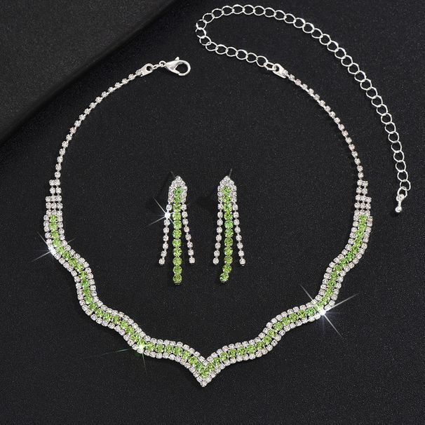 Hot Selling Exquisite Claw Necklace Earrings Bracelet Multicolor Rhinestone Collarbone Chain Evening Accessories Women's_ipsvogv.com