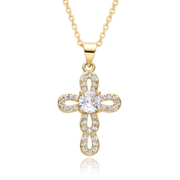 Hot Selling Pearl Zircon Cross Necklace Female Niche Light Luxury Personality Colored Gem Jewelry_ipsvogv.com