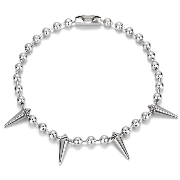 Sweet Cool Exaggerated Round Bead Chain Cone Rivet Clavicle Chain Collar Necklace Men's and Women's Accessories High end_ipsvogv.com