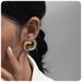 personality two color round geometric stainless steel earrings high end non fading earrings for women_ipsvogv.com