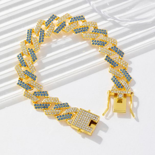 Hip Hop Style Alloy Full Diamond Cuban Chain Men's Versatile Trendy Necklace Accessories_ipsvogv.com