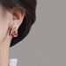 Women's earrings high-end retro slim geometric earrings 2023 autumn and winter burgundy earrings Hong Kong style earrings for women_ipsvogv.com