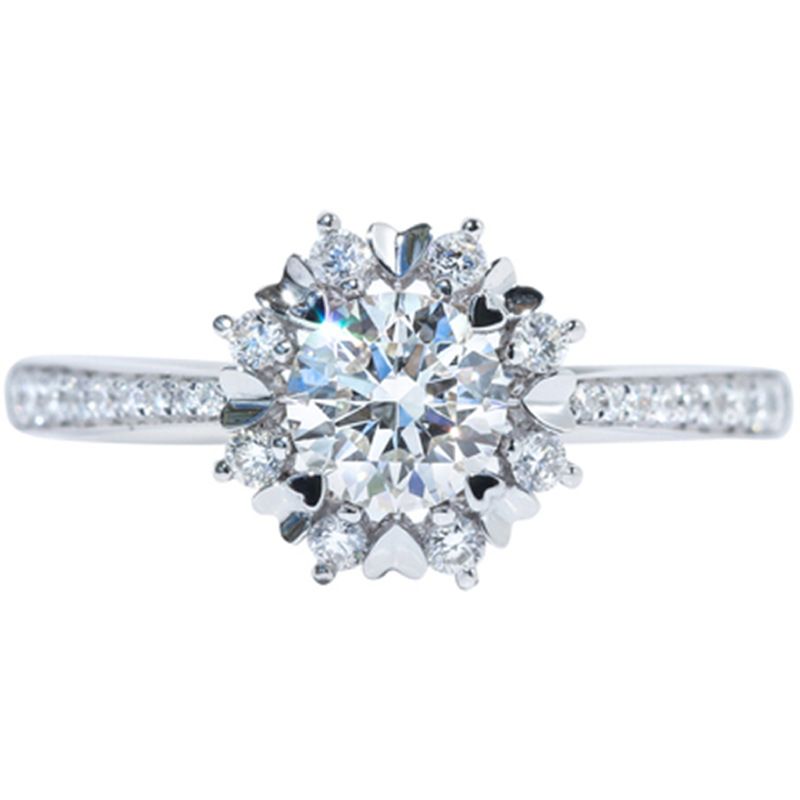 Snowflake shaped Love Blossomi Plated Platinum Diamond, Female Proposal and Eagement Group Set with Large Weddi_ipsvogv.com