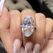 Cao Shi Silver Simple Goose Egg Shaped Zircon Women's Ring Luxury Wedding Bridal Handmade_ipsvogv.com