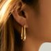 Copper plated K real gold minimalist earrings water drop U shaped modified slim earrings metal texture oval fashion earrings_ipsvogv.com