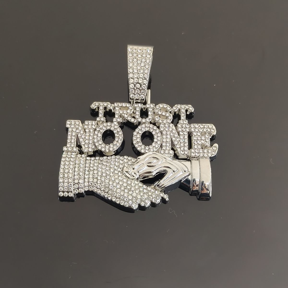 Men’s Jewelry Set Fashion Hip Hop Alloy Letter NO ONE Pendant Men's Personality Handshake Pendant Cuban Chain Necklace Accessories Men_ipsvogv.com