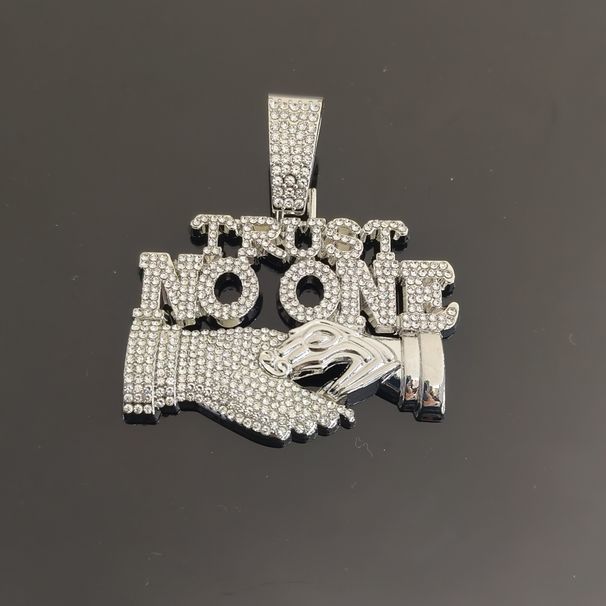 Men’s Jewelry Set Fashion Hip Hop Alloy Letter NO ONE Pendant Men's Personality Handshake Pendant Cuban Chain Necklace Accessories Men_ipsvogv.com