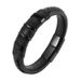 Cord Titanium Steel Couple Men's Double Layer Genuine Leather Woven Personality Magnetic Buckle Punk Bracelet Jewelry_ipsvogv.com