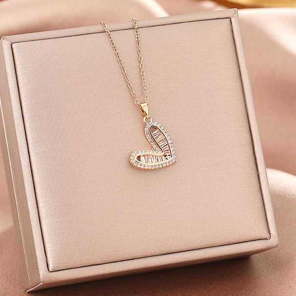 Korean Style Heart Full Of Zircon Exquisite Necklace For Women's Light Luxury Niche High-end Versatile Collarbone Chain_ipsvogv.com