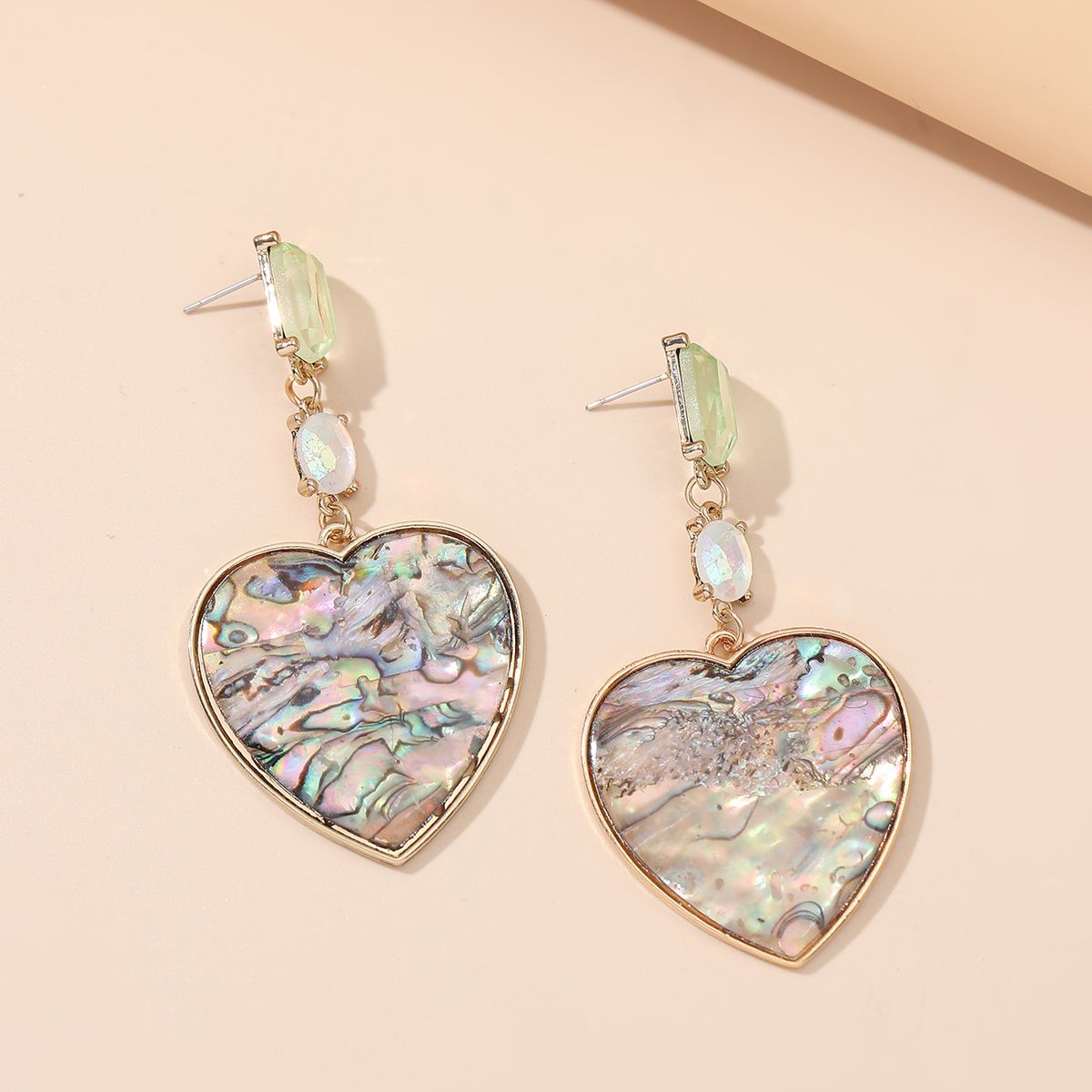 Women’s Jewelry Set Fashion Exaggerated New Geometric Diamond Abalone Inlaid Big Heart Earrings For Women Fashion Earrings Temperament Vacation_ipsvogv.com