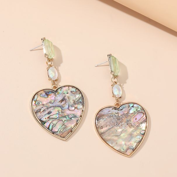 Women’s Jewelry Set Fashion Exaggerated New Geometric Diamond Abalone Inlaid Big Heart Earrings For Women Fashion Earrings Temperament Vacation_ipsvogv.com