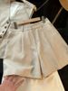 Women's Clothing Retro temperament V neck linen blended sleeveless vest vest high waist casual shorts _ipsvogv.com