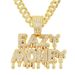 Men's full diamond creative splicing letter pendant necklace with water droplet shape large buckle, cool hip-hop Cuban_ipsvogv.com