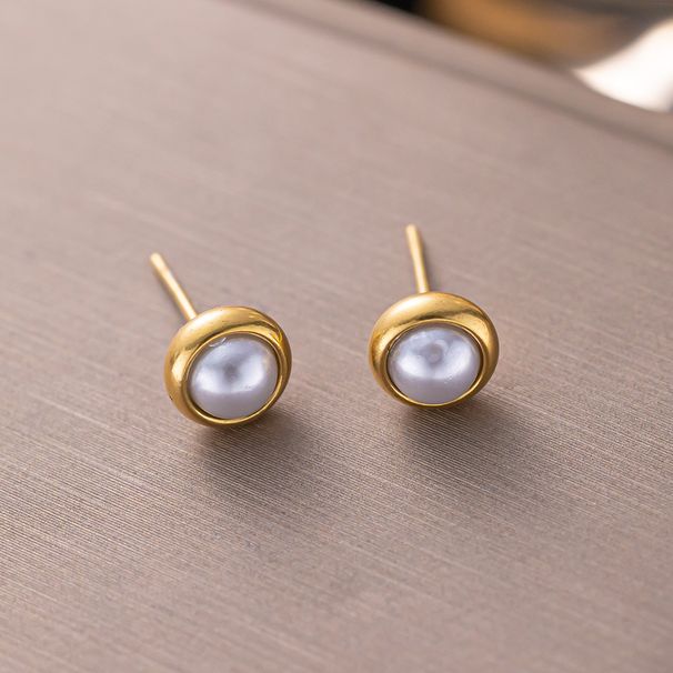 Fashion Round Pearl Stainless Steel Chain Bracelet Earring Necklace Accessory Set_ipsvogv.com