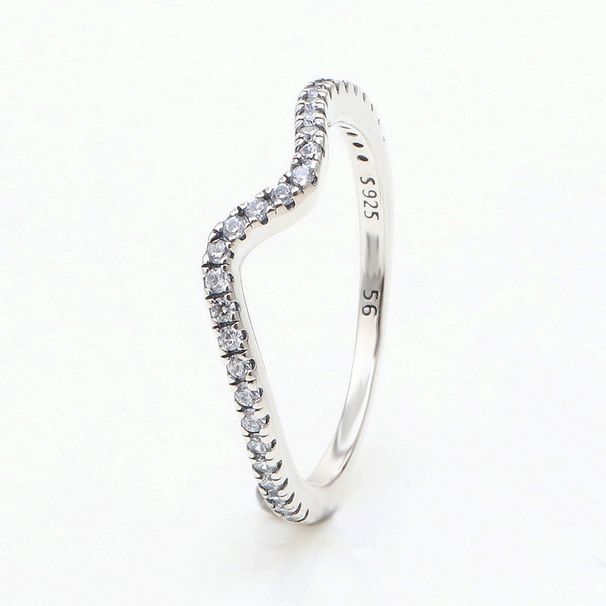 Women's Jewelry White Copper Shining Wave Ring Fashion Light Luxury Rose Gold Stackable Ring Valentine's Day Gift_ipsvogv.com