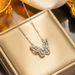 Zircon Butterfly Necklace with Korean Fashion Design and Diamond Embedding Pendant, Individualized Trendy INS. Elegant_ipsvogv.com