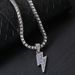 Hip Hop Alloy Full Diamond Lightning Pendant Necklace Men's Cuban Sweater Chain Jewelry_ipsvogv.com