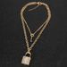 Jewelry Creative Gold Diamond Set Key Lock Pendant Double layer Necklace for Women 12850_ipsvogv.com