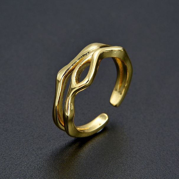 Double Layer Irregular Ring Opening Design Adjustable Unisex Color Preserving Electroplating Spot_ipsvogv.com