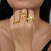 Fashion Design Sense Five-Pointed Open Star Stacking Ring Real Gold Jewelry_ipsvogv.com