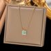 Stainless Steel Necklace, Women's Turquoise Square Blade Chain Desin, Simple And Fashionable Collarbone Chain, No_ipsvogv.com