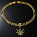 Trendy hip-hop rock diamond studded maple leaf necklace, fashionable light luxury style, unisex alloy Cuban chain_ipsvogv.com